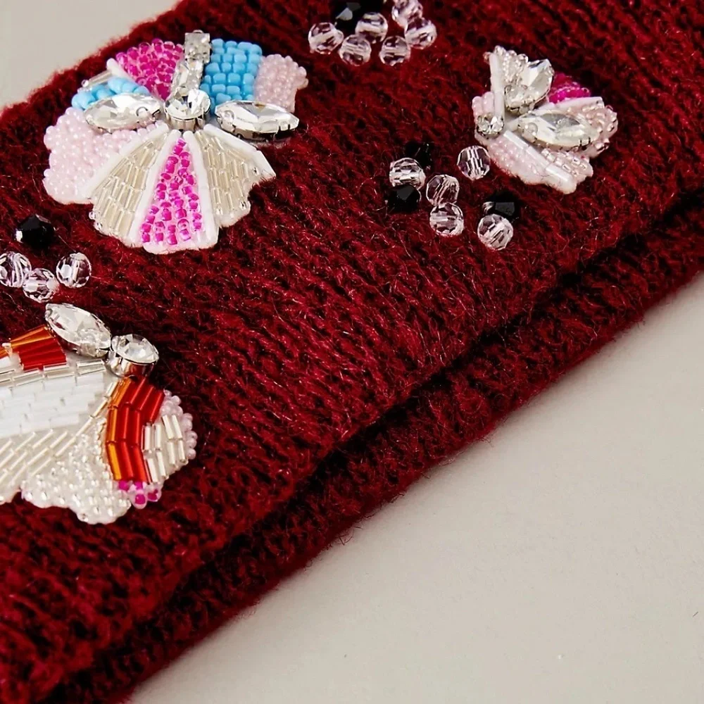 NWT Anthropologie Knit Embroidered Head Band Ear Warmer
